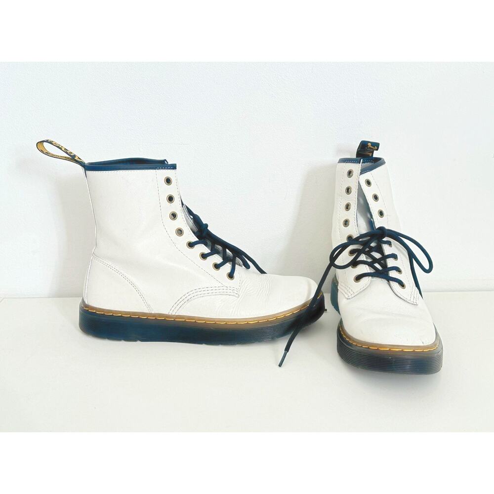 Women’s Size 9 Dr. Doc Martens Zavala Leather Air Wair White/Black Combat Boots